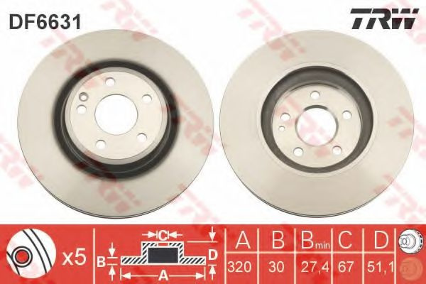 Disc frana MERCEDES GLA-CLASS (X156) (2013 - 2016) TRW DF6631 piesa NOUA