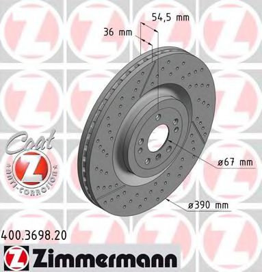 Disc frana MERCEDES GLE Cupe (C292) (2015 - 2016) ZIMMERMANN 400.3698.20 piesa NOUA