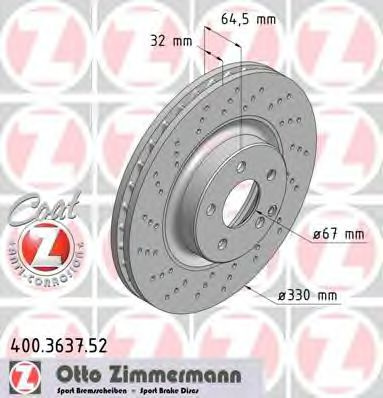 Disc frana MERCEDES GLK-CLASS (X204) (2008 - 2016) ZIMMERMANN 400.3637.52 piesa NOUA