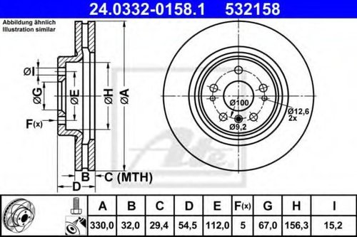 Disc frana MERCEDES M-CLASS (W164) (2005 - 2011) ATE 24.0332-0158.1 piesa NOUA