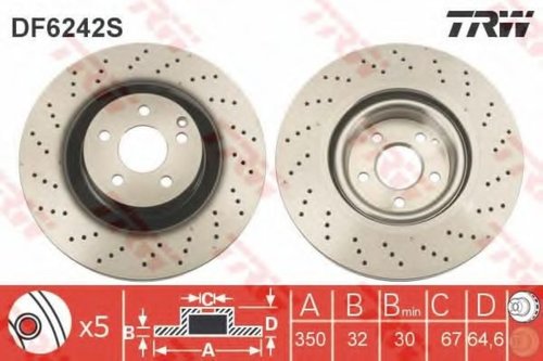 Disc frana MERCEDES S-CLASS (W221) (2005 - 2013) TRW DF6242S piesa NOUA