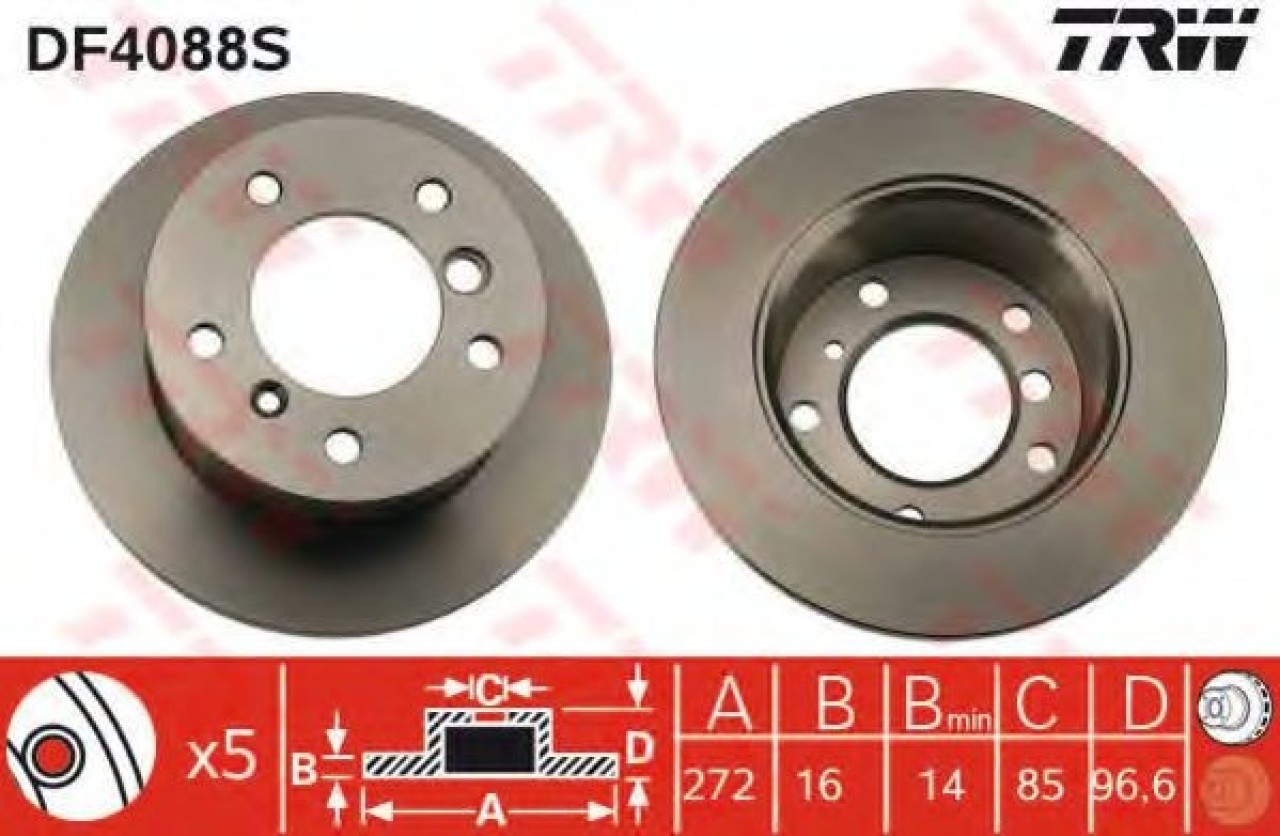 Disc frana MERCEDES SPRINTER 3-t caroserie (903) (1995 - 2006) TRW DF4088S piesa NOUA