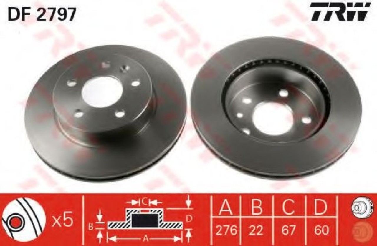 Disc frana MERCEDES V-CLASS (638/2) (1996 - 2003) TRW DF2797 piesa NOUA