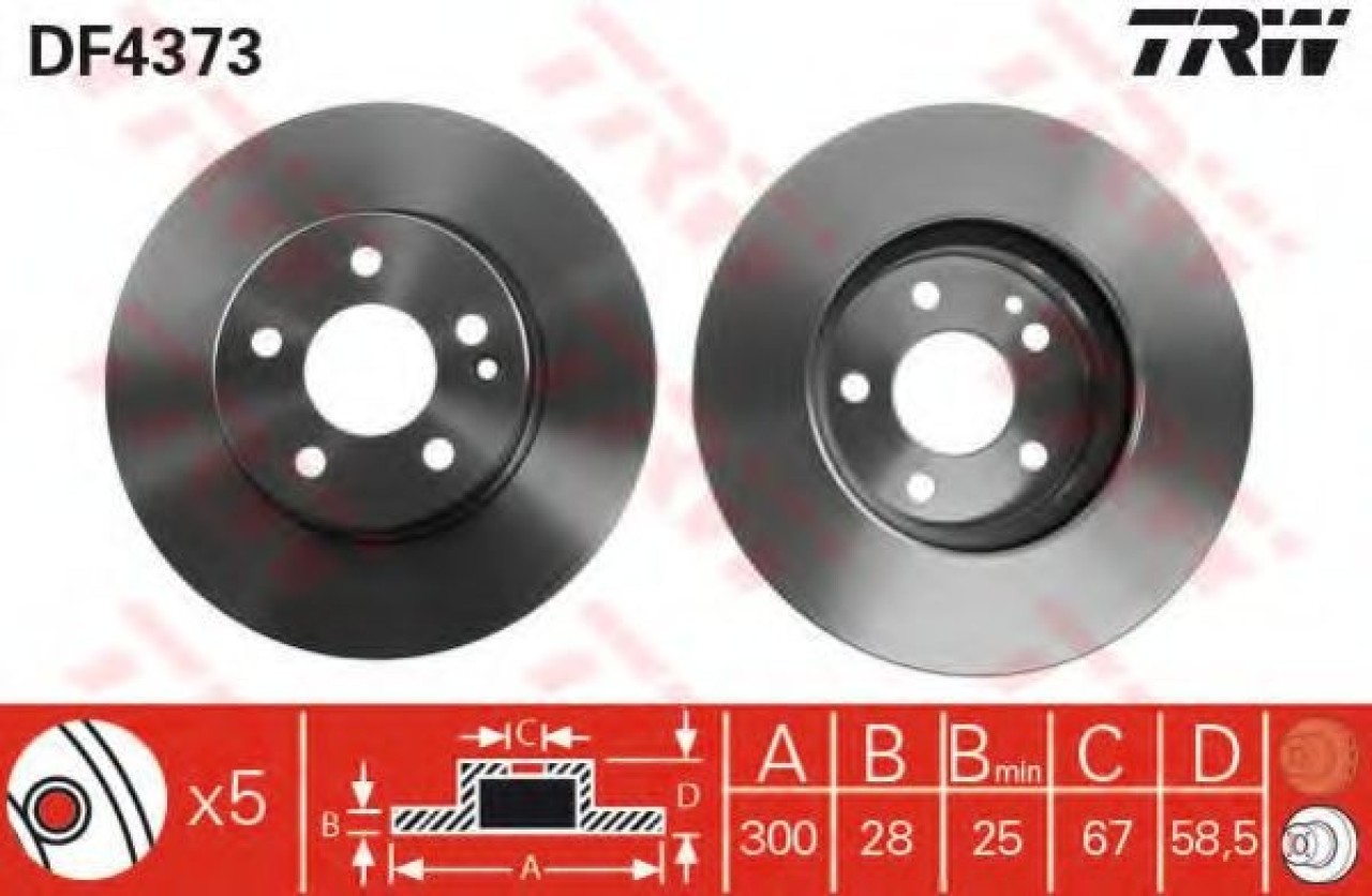 Disc frana MERCEDES VITO bus (W639) (2003 - 2016) TRW DF4373 piesa NOUA