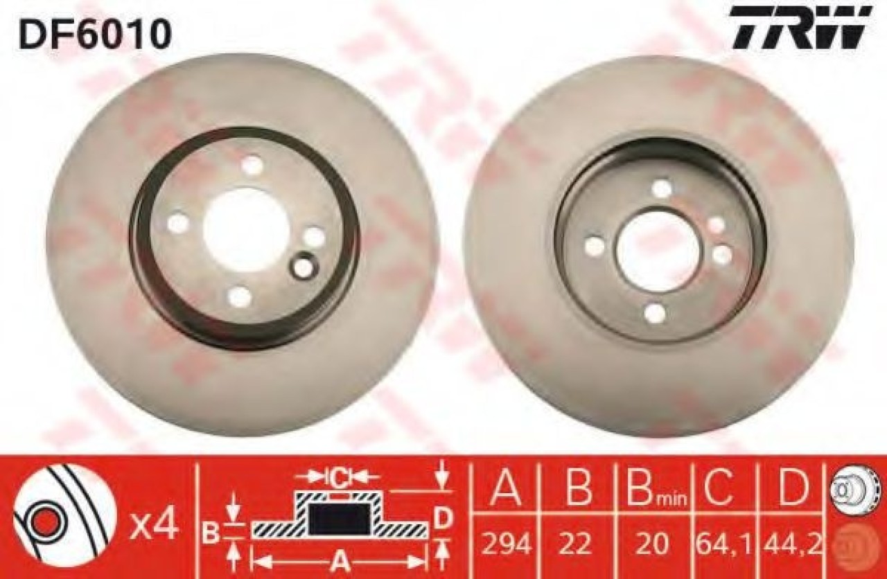 Disc frana MINI MINI Cabriolet (R57) (2007 - 2016) TRW DF6010 piesa NOUA