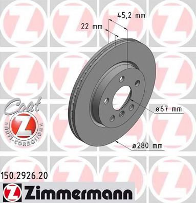 Disc frana MINI MINI CLUBMAN (F54) (2015 - 2016) ZIMMERMANN 150.2926.20 piesa NOUA