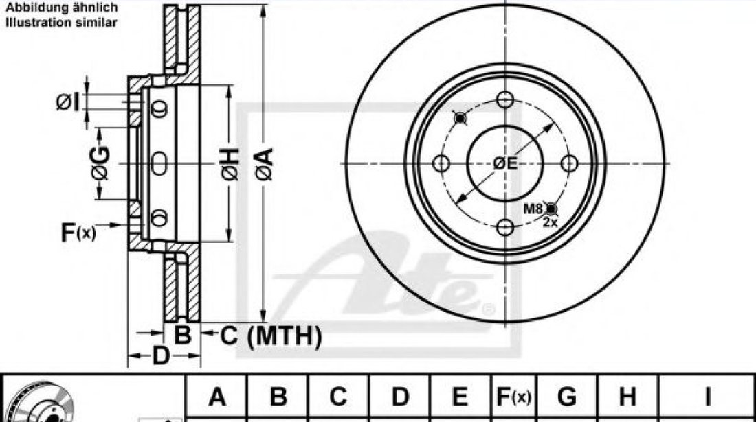 Disc frana MITSUBISHI CARISMA (DA) (1995 - 2006) ATE 24.0124-0159.1 piesa NOUA