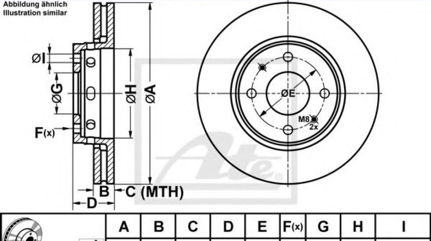 Disc frana MITSUBISHI CARISMA limuzina (DA) (1996 - 2006) ATE 24.0124-0159.1 piesa NOUA