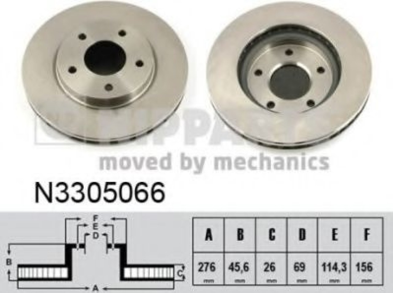 Disc frana MITSUBISHI LANCER Limuzina (CY, CZ) (2007 - 2016) NIPPARTS N3305066 piesa NOUA