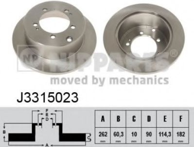 Disc frana MITSUBISHI OUTLANDER I (CU) (2001 - 2006) NIPPARTS J3315023 piesa NOUA