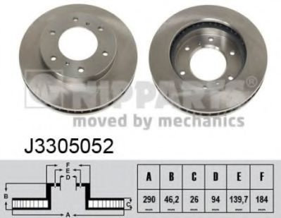 Disc frana MITSUBISHI PAJERO III Canvas Top (V6_W, V7_W) (2000 - 2006) NIPPARTS J3305052 piesa NOUA