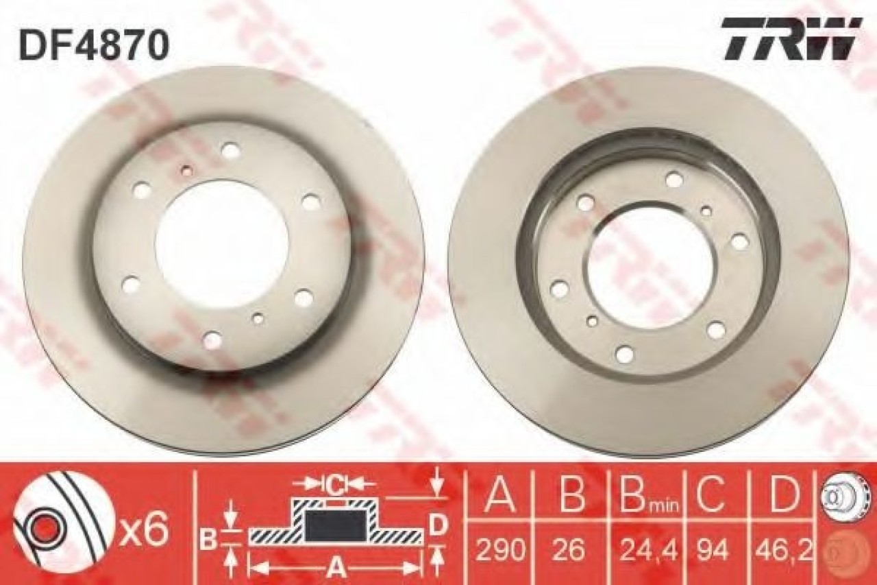 Disc frana MITSUBISHI PAJERO III (V7_W, V6_W) (1999 - 2007) TRW DF4870 piesa NOUA