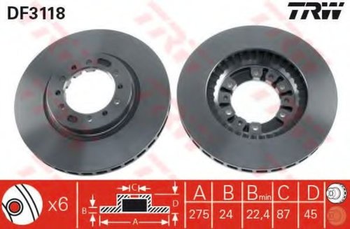 Disc frana MITSUBISHI PAJERO III (V7_W, V6_W) (1999 - 2007) TRW DF3118 piesa NOUA