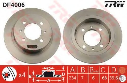 Disc frana NISSAN ALMERA I (N15) (1995 - 2000) TRW DF4006 piesa NOUA