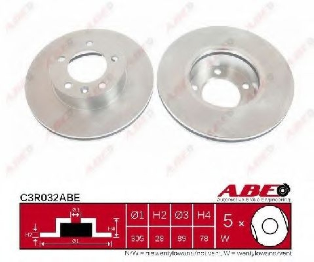 Disc frana NISSAN INTERSTAR caroserie (X70) (2002 - 2016) ABE C3R032ABE piesa NOUA