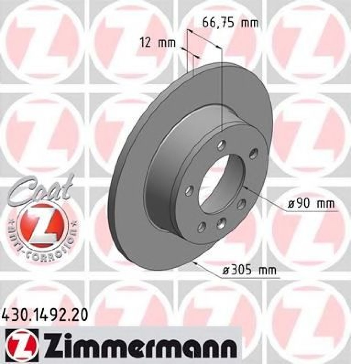 Disc frana NISSAN INTERSTAR caroserie (X70) (2002 - 2016) ZIMMERMANN 430.1492.20 piesa NOUA