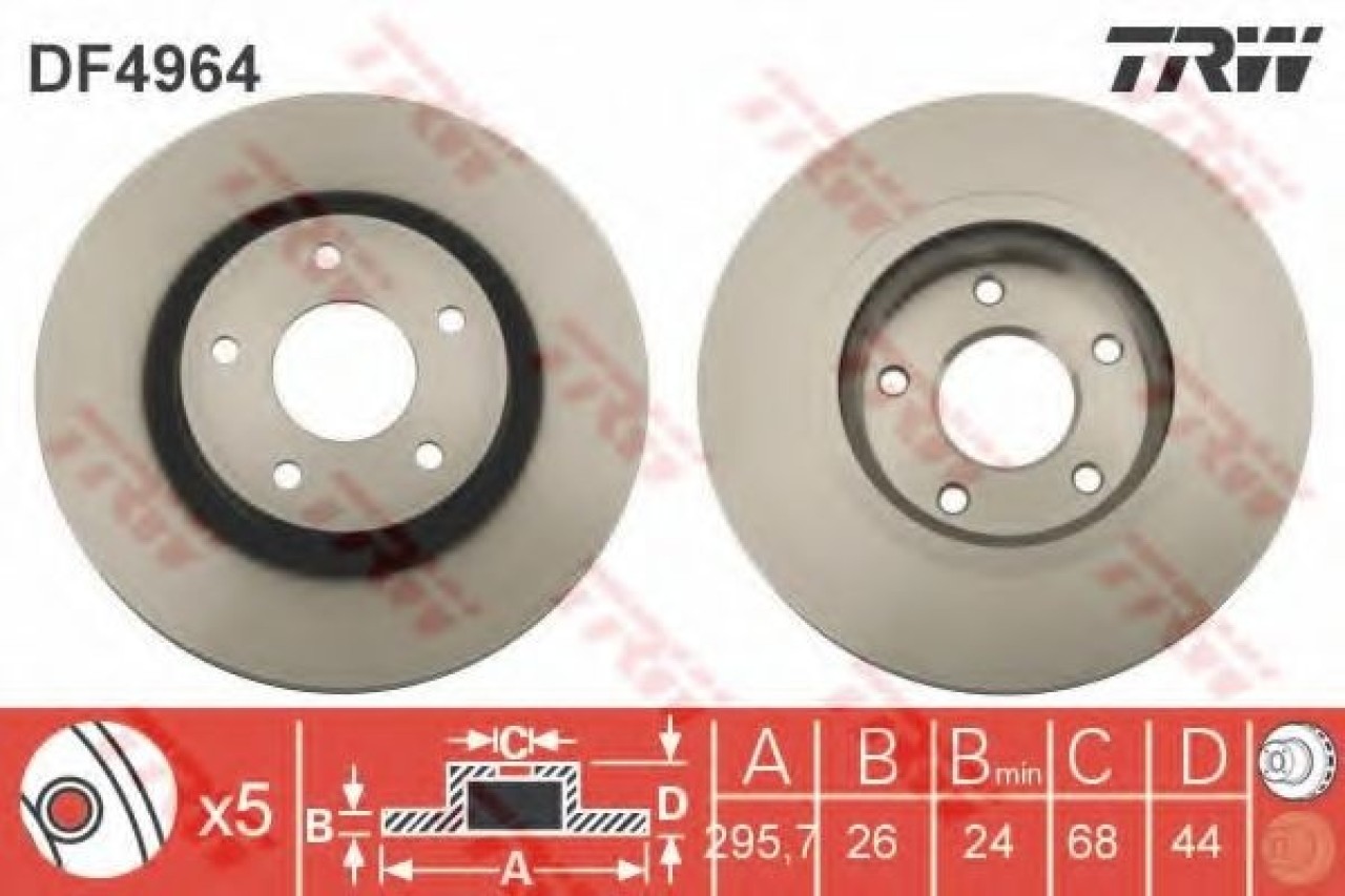 Disc frana NISSAN JUKE (F15) (2010 - 2016) TRW DF4964 piesa NOUA