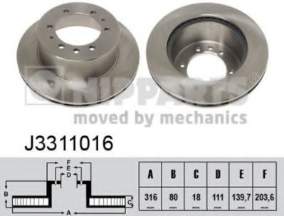 Disc frana NISSAN PATROL V platou / sasiu (1998 - 2016) NIPPARTS J3311016 piesa NOUA