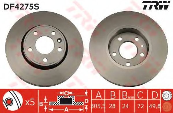 Disc frana NISSAN PRIMASTAR bus (X83) (2001 - 2016) TRW DF4275S piesa NOUA