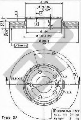 Disc frana NISSAN PRIMASTAR bus (X83) (2001 - 2016) METZGER 24828 piesa NOUA