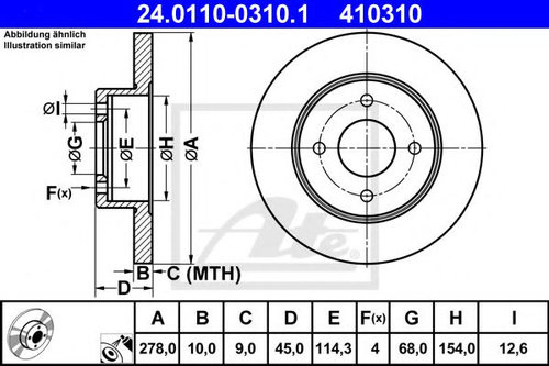 Disc frana NISSAN PRIMERA (P11) (1996 - 2001) ATE 24.0110-0310.1 piesa NOUA