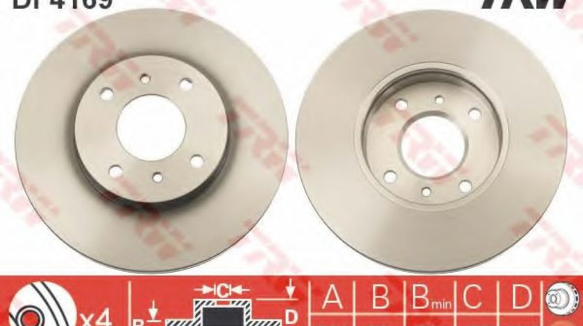 Disc frana NISSAN PRIMERA (P11) (1996 - 2001) TRW DF4169 piesa NOUA