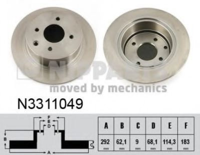 Disc frana NISSAN TIIDA Limuzina (SC11X) (2006 - 2016) NIPPARTS N3311049 piesa NOUA