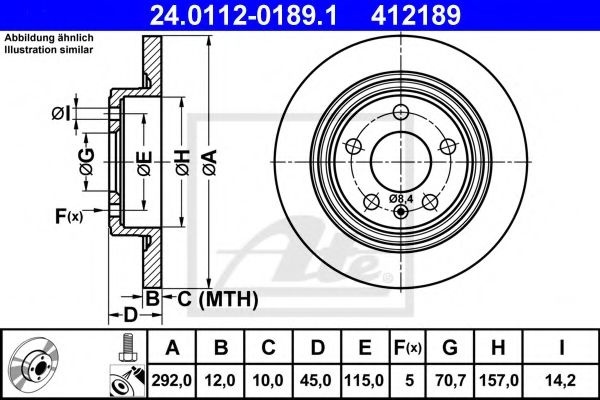 Disc frana OPEL AMPERA (2011 - 2016) ATE 24.0112-0189.1 piesa NOUA