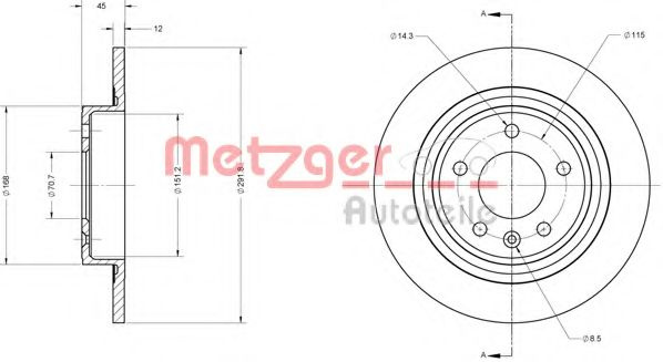 Disc frana OPEL AMPERA (2011 - 2016) METZGER 6110247 piesa NOUA