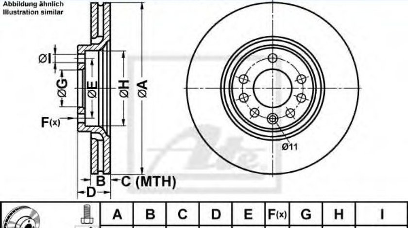 Disc frana OPEL ASTRA G Cabriolet (F67) (2001 - 2005) ATE 24.0125-0142.1 piesa NOUA