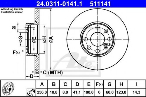 Disc frana OPEL ASTRA G Combi (F35) (1998 - 2009) ATE 24.0311-0141.1 piesa NOUA