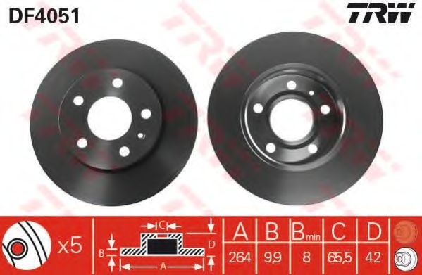 Disc frana OPEL ASTRA G Limuzina (F69) (1998 - 2009) TRW DF4051 piesa NOUA