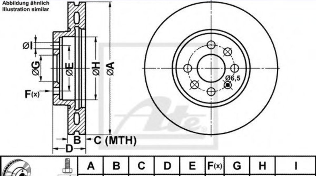 Disc frana OPEL ASTRA H GTC (L08) (2005 - 2016) ATE 24.0125-0198.1 piesa NOUA