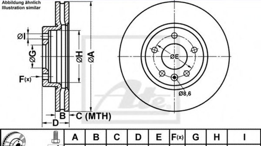 Disc frana OPEL ASTRA J GTC (2011 - 2016) ATE 24.0126-0166.1 piesa NOUA