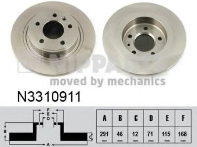 Disc frana OPEL ASTRA J Limuzina (2012 - 2016) NIPPARTS N3310911 piesa NOUA