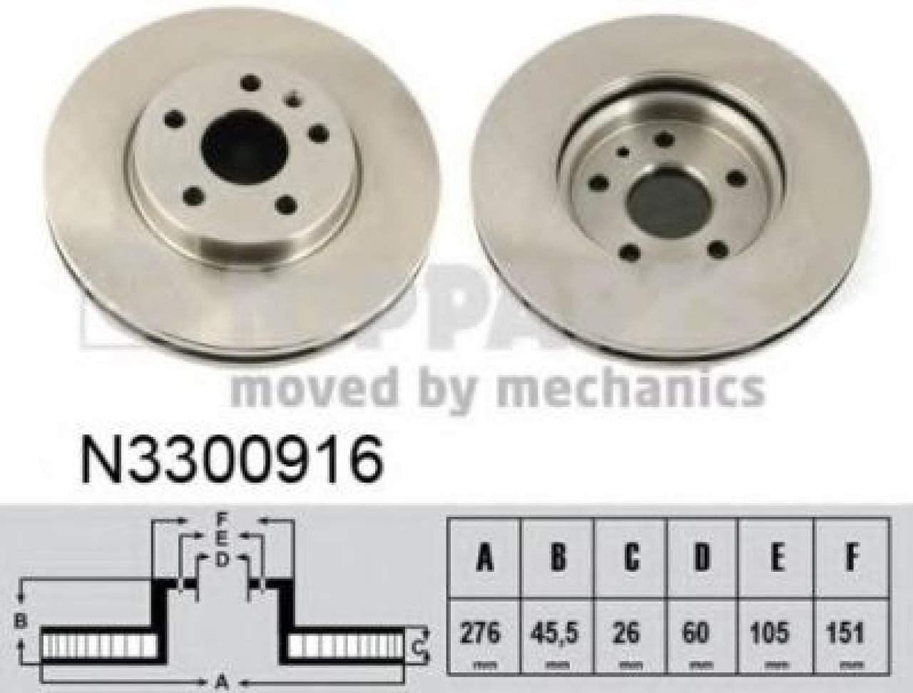 Disc frana OPEL ASTRA J Limuzina (2012 - 2016) NIPPARTS N3300916 piesa NOUA