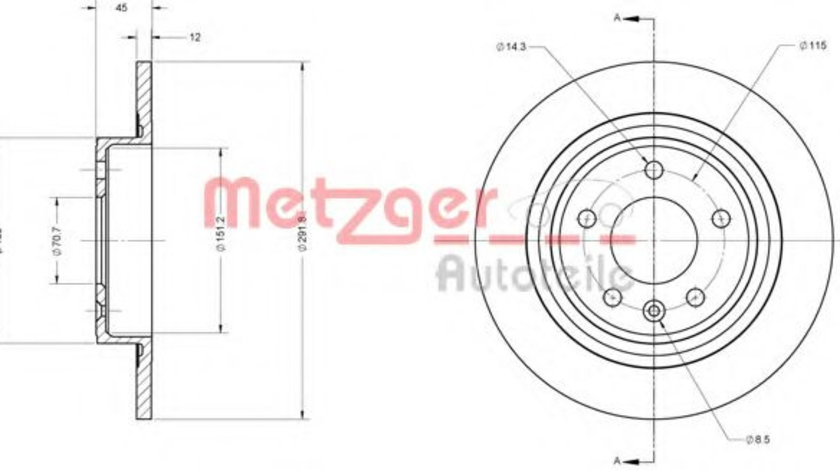 Disc frana OPEL ASTRA J Limuzina (2012 - 2016) METZGER 6110247 piesa NOUA