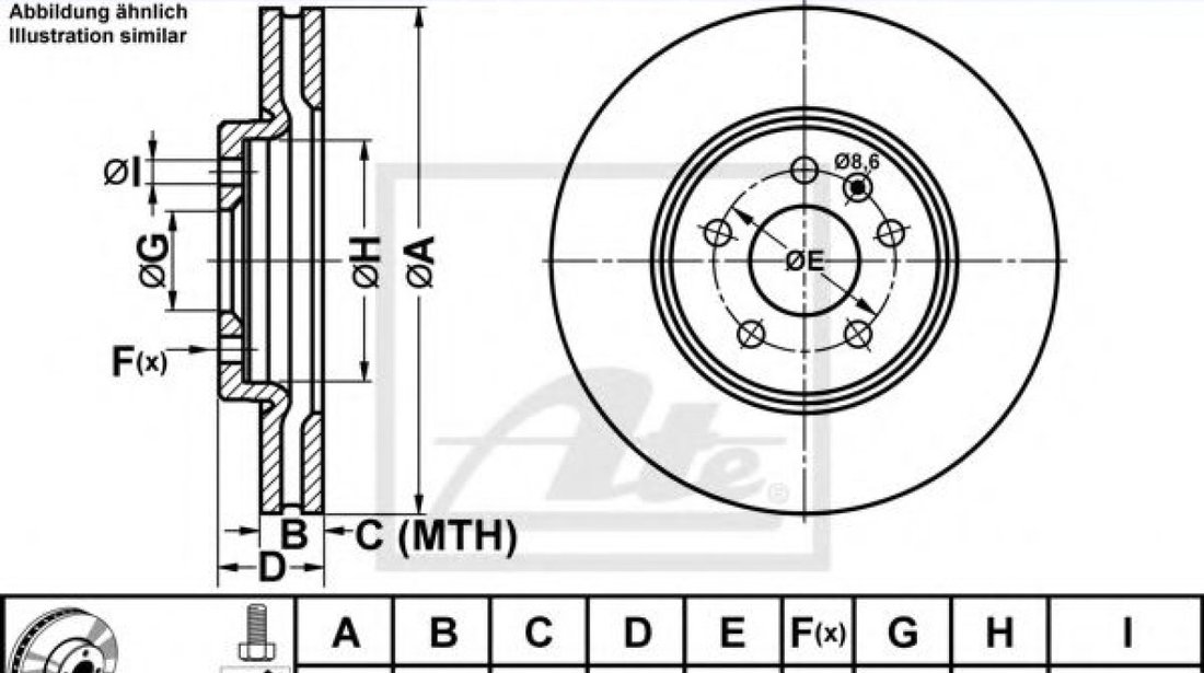 Disc frana OPEL ASTRA J Sports Tourer (2010 - 2016) ATE 24.0130-0224.1 piesa NOUA