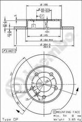 Disc frana OPEL COMBO Tour (2001 - 2016) BREMBO 08.7627.75 piesa NOUA