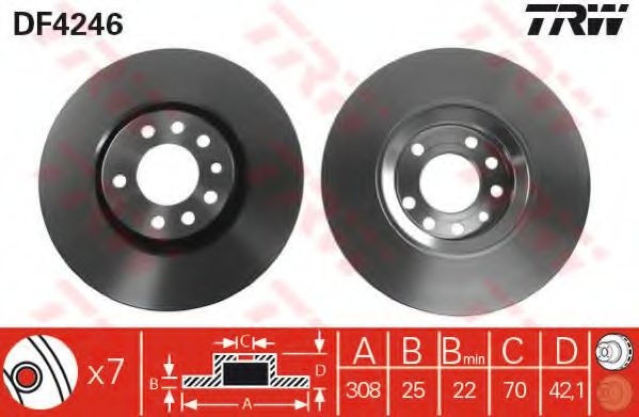 Disc frana OPEL CORSA D (2006 - 2016) TRW DF4246 piesa NOUA