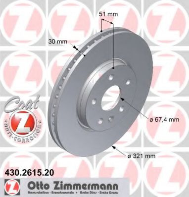 Disc frana OPEL INSIGNIA (2008 - 2016) ZIMMERMANN 430.2615.20 piesa NOUA