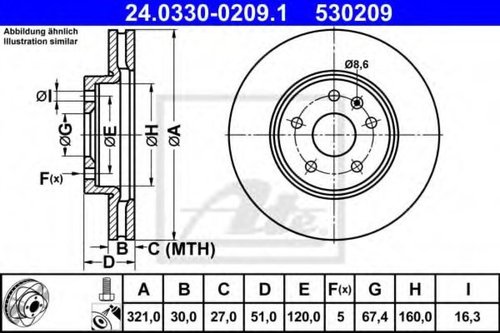 Disc frana OPEL INSIGNIA Combi (2008 - 2016) ATE 24.0330-0209.1 piesa NOUA