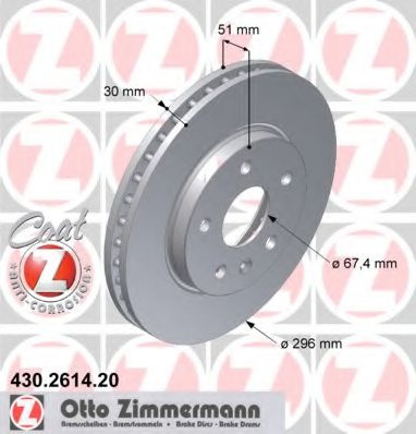 Disc frana OPEL INSIGNIA Limuzina (2008 - 2016) ZIMMERMANN 430.2614.20 piesa NOUA