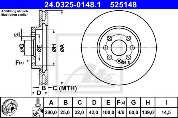 Disc frana OPEL MERIVA (2003 - 2010) ATE 24.0325-0148.1 piesa NOUA