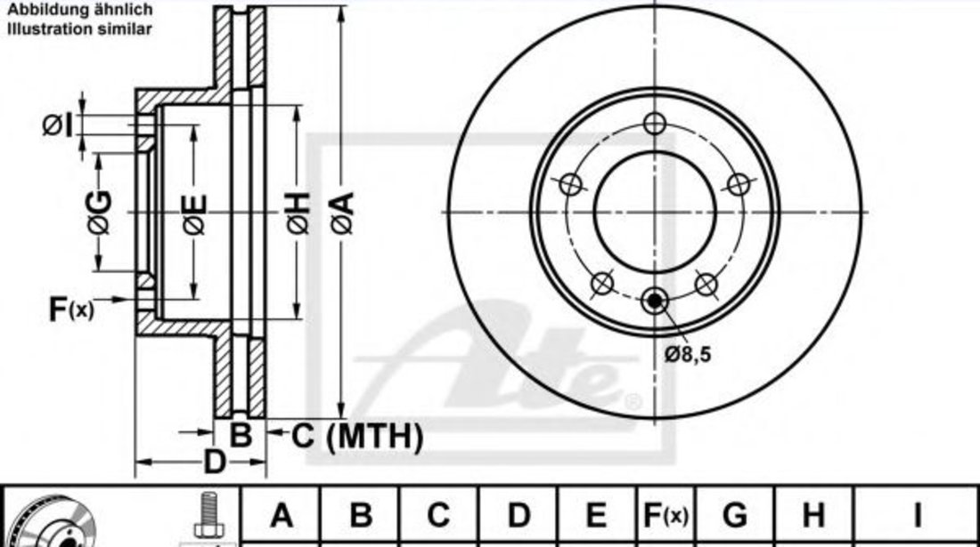 Disc frana OPEL MOVANO B caroserie (2010 - 2016) ATE 24.0128-0252.1 piesa NOUA