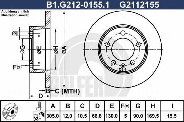 Disc frana OPEL MOVANO caroserie (F9) (1999 - 2010) GALFER B1.G212-0155.1 piesa NOUA