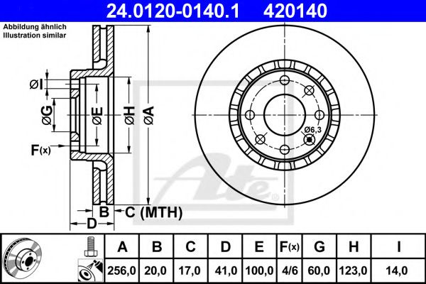 Disc frana OPEL TIGRA (95) (1994 - 2000) ATE 24.0120-0140.1 piesa NOUA