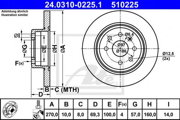 Disc frana OPEL VECTRA B Hatchback (38) (1995 - 2003) ATE 24.0310-0225.1 piesa NOUA