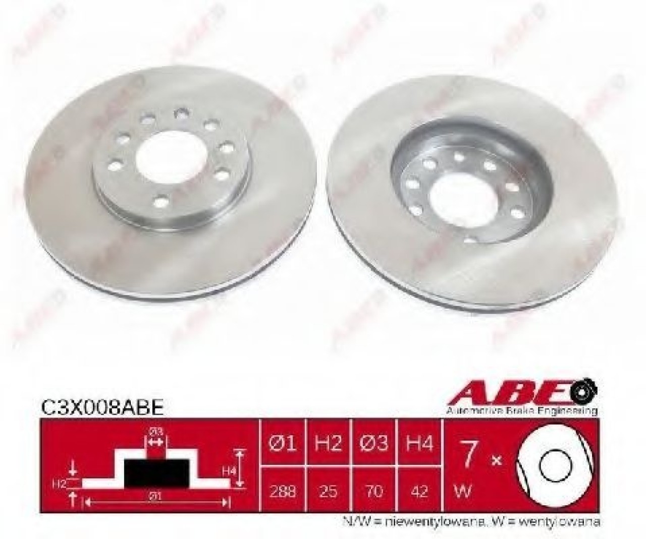 Disc frana OPEL VECTRA B Hatchback (38) (1995 - 2003) ABE C3X008ABE piesa NOUA