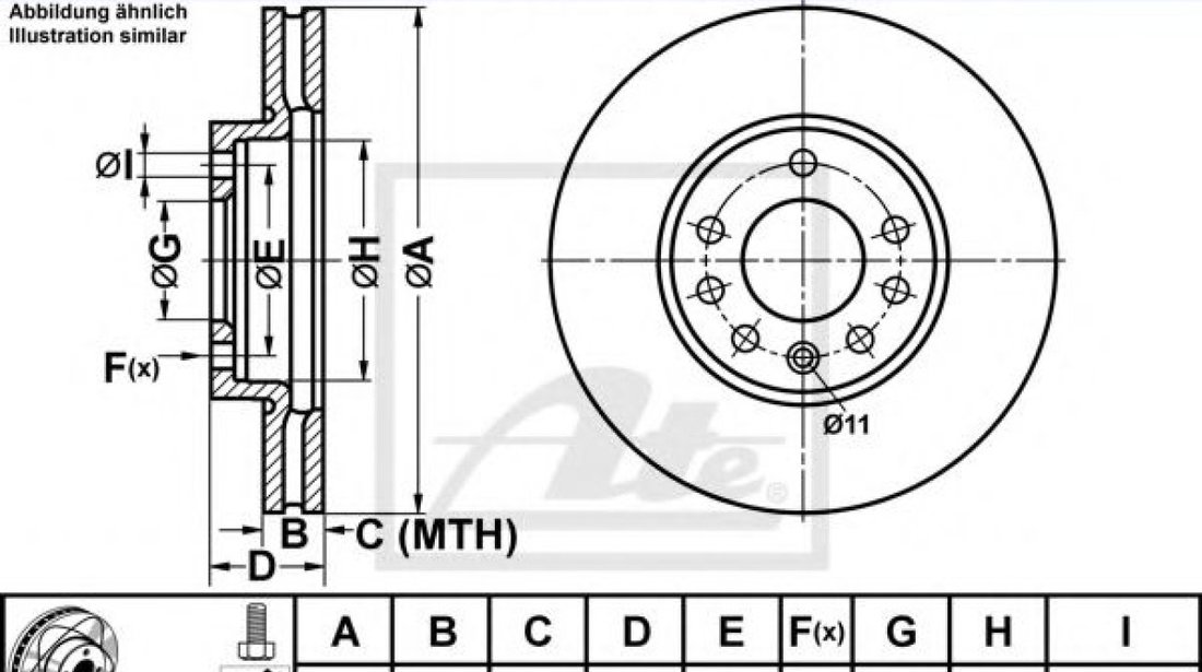 Disc frana OPEL VECTRA C (2002 - 2016) ATE 24.0325-0141.1 piesa NOUA